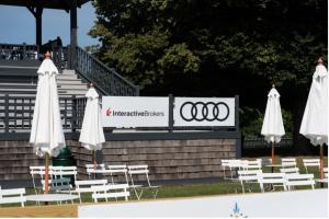 Sponsors Interactive Brokers and Audi displayed at grandstand (Photo Credit: Greenwich Polo Club)