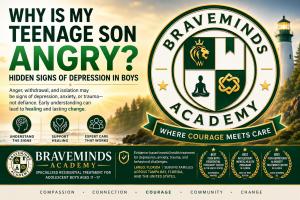 Braveminds Academy mental health awareness graphic featuring the headline