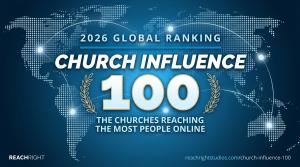 Church Influence 100 award graphic: a large gold-trimmed 