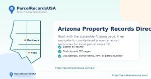 Arizona Property Records Directory by ParcelRecordsUSA showing county-level property record search resources and public parcel information available across Arizona.