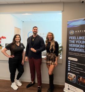 Aspire Rejuvenation CEO Tomo Marjanovic with a practitioner and operations manager Haley Conley at the Plano, Texas clinic.