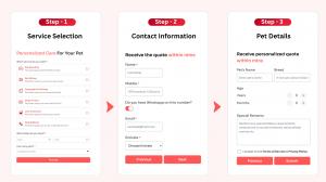 Pawland Booking 2.0 Form showing 3 step pet care booking process fast secure online form.