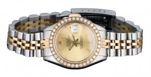 Lady’s two-tone Rolex Datejust in two-tone stainless steel and 18K yellow gold. The watch has a pre-sale estimate of $3,000-$5,000.