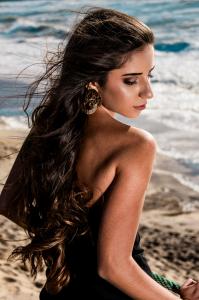 Maria Madalena Model posing during the official press photoshoot at Praia da Madalena in Vila Nova de Gaia.