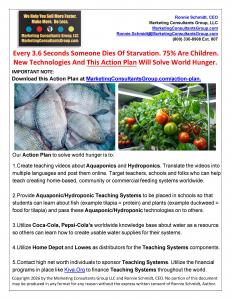 New Technologies (Aquaponics and Hydroponics), Action Plan Will Solve World Hunger. Download and share this Action Plan at MarketingConsultantsGroup.com/action-plan