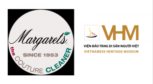 The combined logos of Margaret’s the Couture Cleaner and the Vietnamese Heritage Museum, representing their recent partnership in cultural heritage and historic textile preservation.