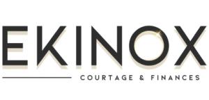 Logo de l'entreprise Ekinox Courtage & Finances, présentant le nom « EKINOX » en lettres majuscules noires avec un cercle doré stylisé, accompagné de la mention « Courtage & Finances » en dessous.