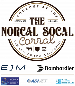 ACI Jet announced today that record-breaking business jet manufacturer Bombardier and leading aircraft management and charter service provider Executive Jet Management (EJM) have committed to title sponsorship of the “NorCal SoCal Corral NSCorral Logo