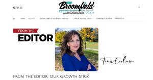 Our Broomfield Magazine Screenshot - From the Editor with picture of Tina Eichner