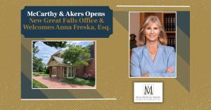 Attorney Anna Freska, Esq. beside the press release title, ‘McCarthy & Akers Opens New Great Falls Office & Welcomes Anna Freska, Esq.’.