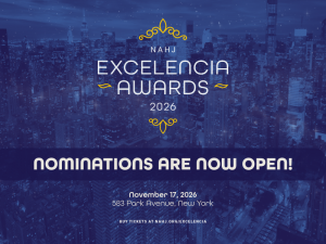 The National Association of Hispanic Journalists (NAHJ) today announced that nominations are now open for the 2026 Excelencia Awards Gala, taking place on November 17, 2026, at 583 Park Avenue in New York City Nominations