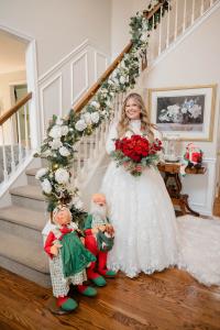 Helene posing with some of her Annalee Christmas dolls prior to her wedding.