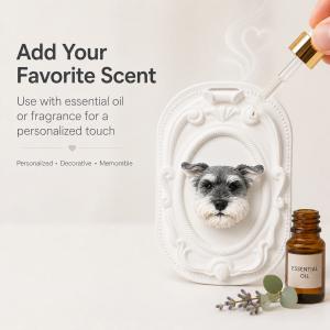 Refillable pet memorial aroma stone with essential oil, personalized diffuser keepsake from photo