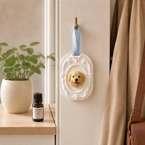 Custom pet aroma stone hanging keepsake, hand-cast pet memorial gift with sandalwood scent