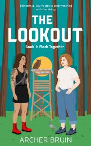 The lookout book cover trees with two people.