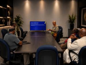 Steffanie Rivers presenting an aviation and drone workforce development program.