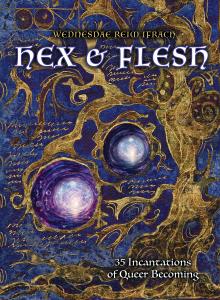 A complex, textured book cover featuring a rich navy blue tapestry canvas overlaid with swirling, shimmering golden tree branch networks. Two glowing, circular cosmic vortexes are nested within the roots—one swirling with deep purple, pink celestial light
