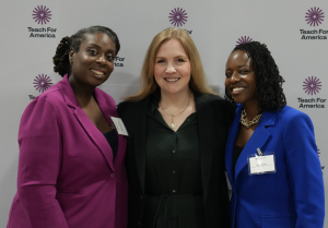 Tahina Perez (TFA NJ Executive Director), Dr. Lily Laux (NJ Commissioner of Education) and Sheria McRae (CEO of Foundation Academies)