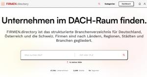 FIRMEN.directory has opened its DACH business directory for companies in Germany, Austria and Switzerland Screenshot of FIRMEN.directory showing the DACH business directory interface with company search and category navigation.
