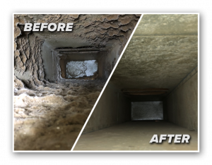 The Carpet Solution of Park City is excited to announce the expansion of its professional cleaning services with the addition of residential and commercial air duct cleaning Before and after picture of air duct cleaning