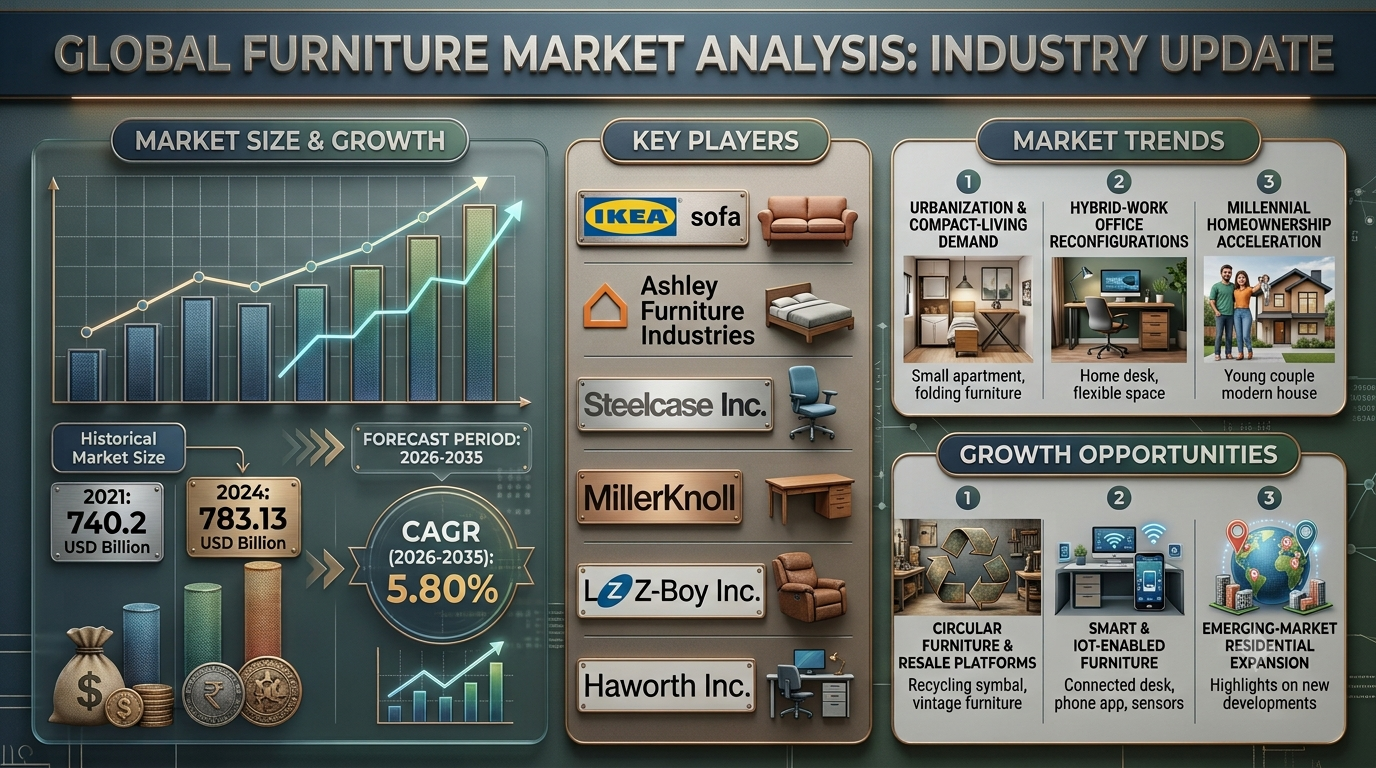 Furniture Market to Grow Toward USD 1,300.79 Billion by 2035 with Increasing Demand for Premium Furniture Solutions