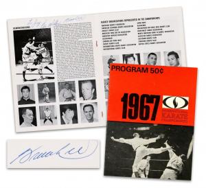 Bruce Lee and Van Williams (Lee’s co-star from the 1966-1967 “Green Hornet” TV series) co-signed program from the 1967 International Karate Championships, with provenance from the original autograph recipient. Estimate: $10,000-$15,000