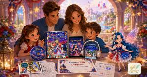 Family enjoying the Patriotic Patsy & Friends Interactive Book, Audiobook & Music Bundle with commemorative book, audiobook, original Fairyland music, digital flipbook, printable activities, certificate, and magical extras celebrating America's 250th Birt