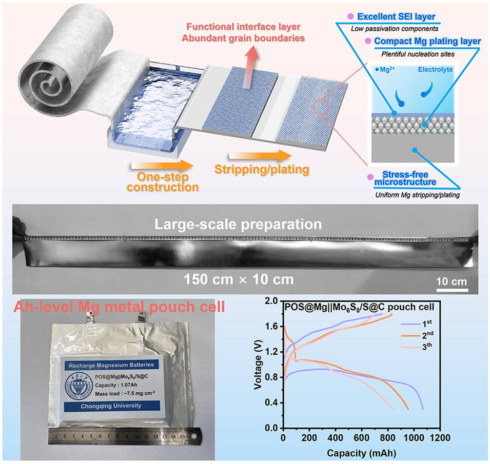 Ah-scale pouch cells enabled by stress-free magnesium anodes: A breakthrough toward commercial rechargeable Mg batteries