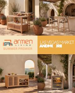 Premiering July 26-30 at Las Vegas Market in showroom B762 the Solara Collection adds a Kitchen Island & Bar, and coordinating stools,nand a Wine / Beverage Cooler Unit.