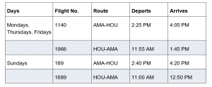 Southwest Airlines® is giving Amarillo travelers new ways to reach destinations throughout Texas and beyond with four-times-weekly direct service between Rick Husband Amarillo International Airport (AMA) and William P
