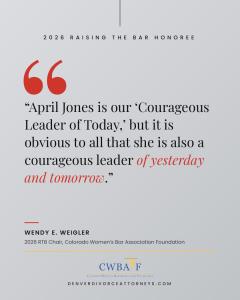 Colorado Women's Bar Association Raising the Bar Award Quote