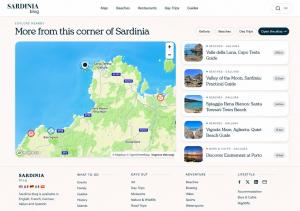 Interactive Map on Sardinia.blog showing events, guides and news around you or anywhere on Sardinia-in five languages