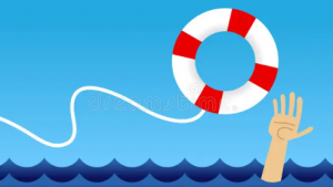 arm reaching up out of the water for a life raft