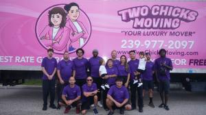 Two Chicks Moving branded moving truck serving Fort Myers, Cape Coral, and Naples, FL