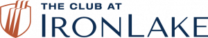 The Club at Iron Lake logo featuring a copper shield emblem and navy blue lettering on a white background.