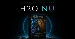 H2ONU first-edition hardcover cover art over a cyan signal ring