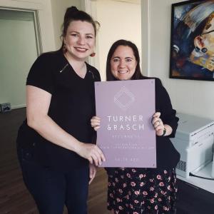Turner & Rasch LLP founding attorneys Sydney Rasch (left) and Presley Turner at the firm's Little Rock office following its opening in 2021.