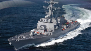 Artist's rendering of the future USS Sam Nunn (DDG 133), the U.S. Navy destroyer supported by ND Defense's helicopter handling crane contract.