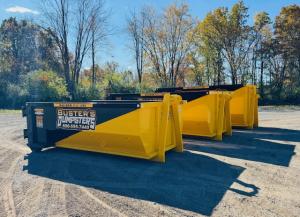 Buster's Dumpsters 10, 15, and 20 yard roll-off dumpsters side by side for size comparison