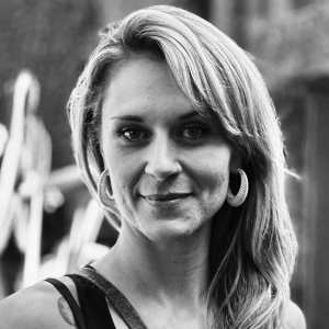 Black and white photograph of facilitator Annie Robinson