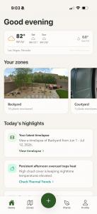 Desert Hollow Ventures LLC is excited to announce the launch of Greenlapse, its dynamic gardening app developed for the new Ring Appstore This is an image of the Greenlapse app on a cell phone showing the user's garden zones and daily updates for plants' care.