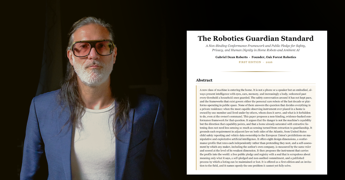 Oak Forest Robotics Publishes Open Standard for Privacy and Safety in Home Robots