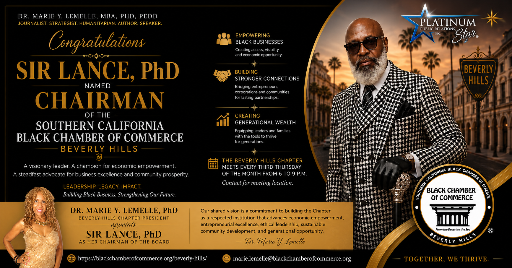 Southern California Black Chamber of Commerce, Beverly Hills Chapter Names Sir Lance McCarthy, PhD Chairman of the Board