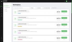 The Unrivaled Access Marketplace listing publishing sites with domain rating, monthly traffic, placement type and price in Canadian dollars