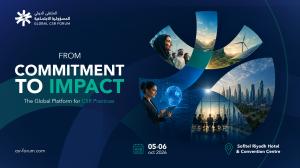 Global CSR Forum 2026 branded graphic with 'From Commitment to Impact' tagline, teal and navy design