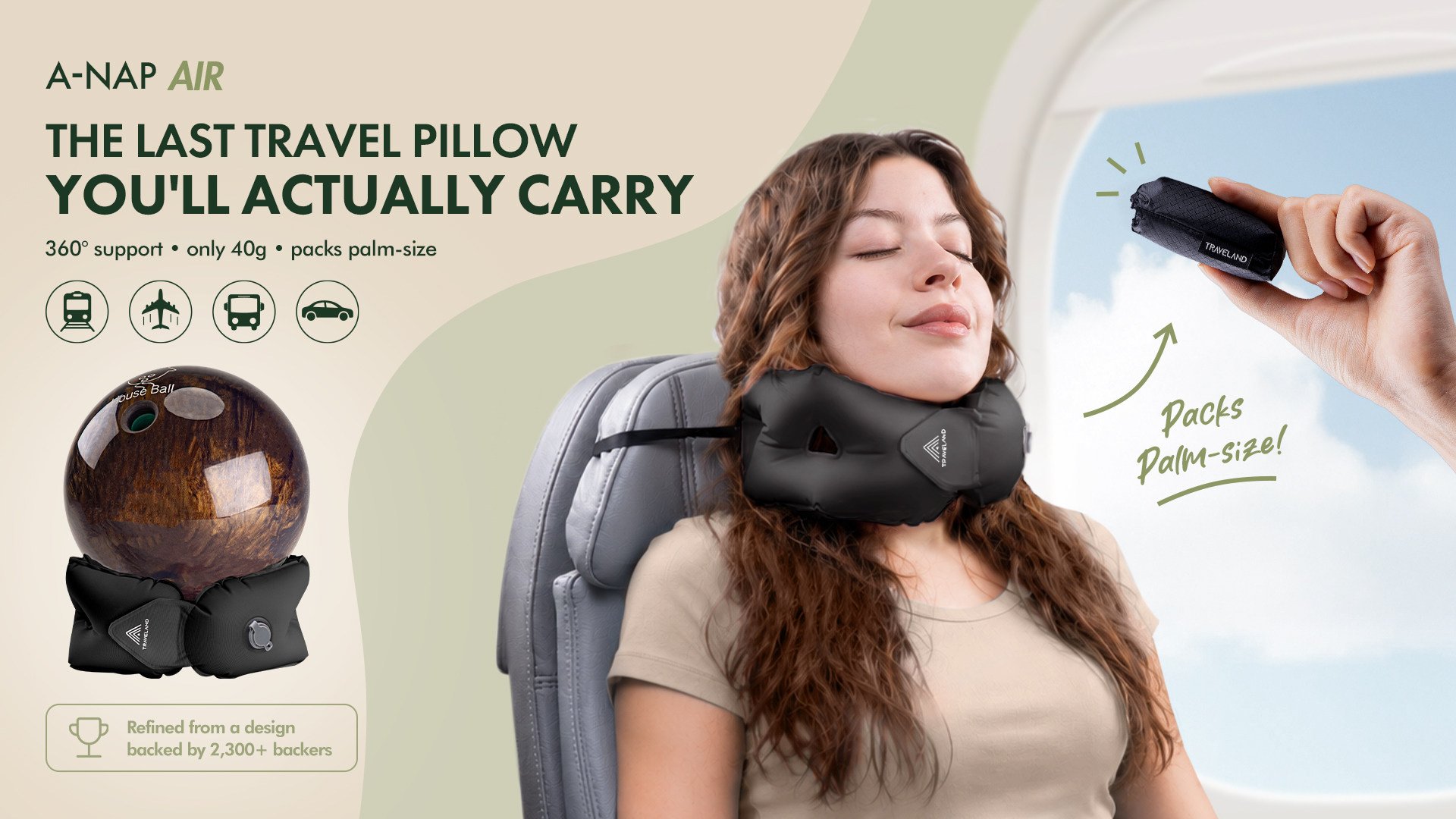 Traveland’s 40g A-Nap Air Travel Pillow Reaches 400 Backers in 1 Days on Kickstarter