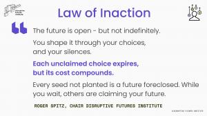 "Law of Inaction" by Roger Spitz (Disruptive Futures Institute)