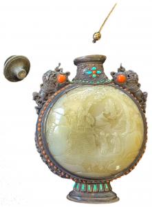 This antique Chinese jade and silver wine jug will be auctioned this fall.