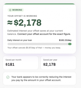 Offset account verification tool results