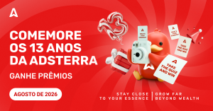 A Adsterra, uma plataforma global de publicidade, anunciou hoje o lançamento de sua campanha de 13º aniversário, com o slogam “Stay Close To Your Essence – Grow Far Beyond Wealth” (Permaneça Próximo à Sua Essência – Cresça Muito Além da Riqueza) Os 13 Anos da Adsterra